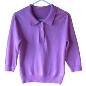 𝅺vintage 4 button polo neck sweater 3/4 sleeve